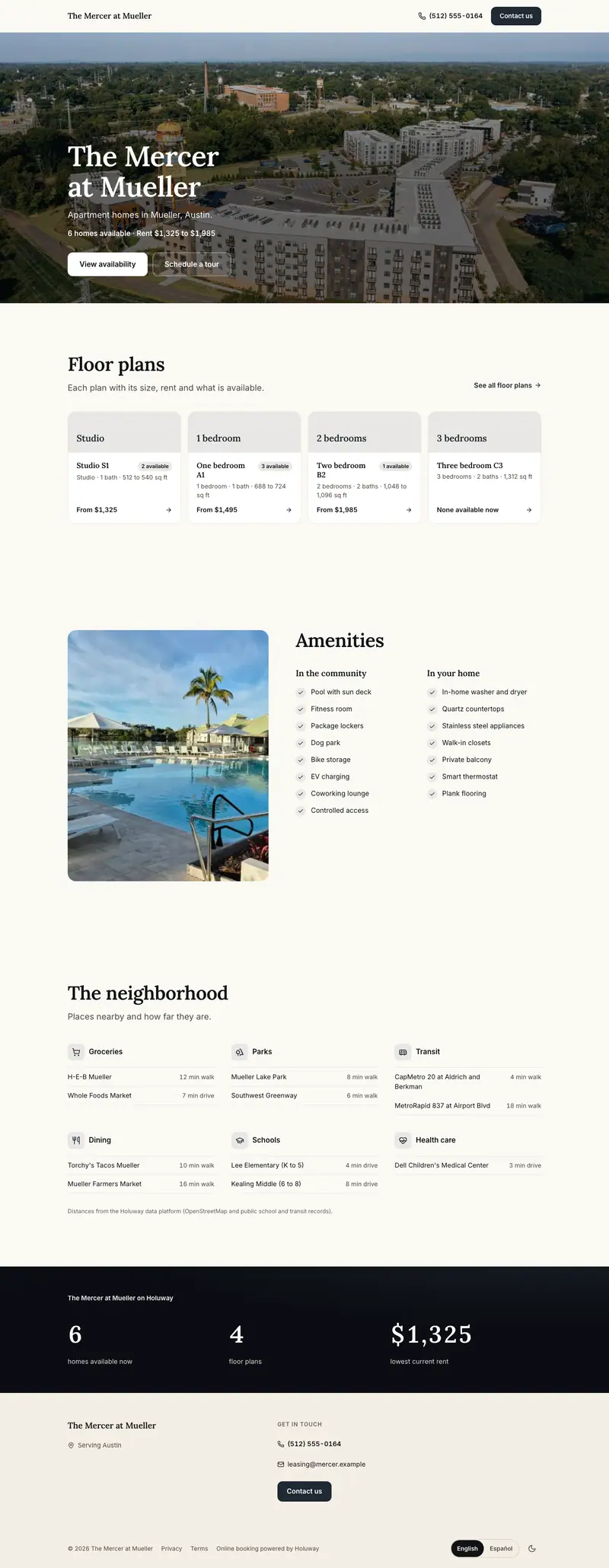 The Mercer at Mueller, sample property