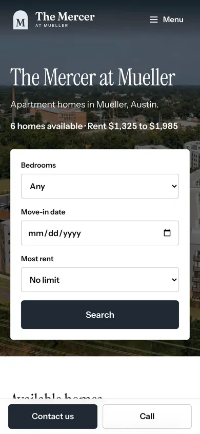 Modern Community on a phone, drawn on a sample property.