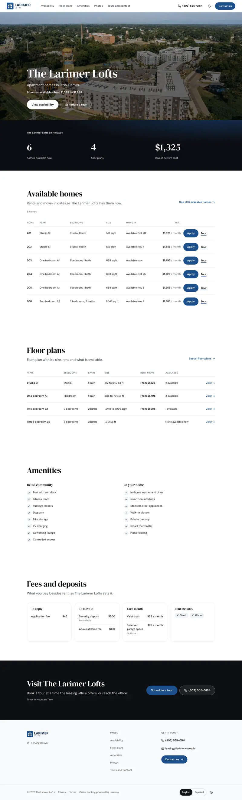 Urban Living, a property websites template, drawn on a sample property by Holuway's site renderer.