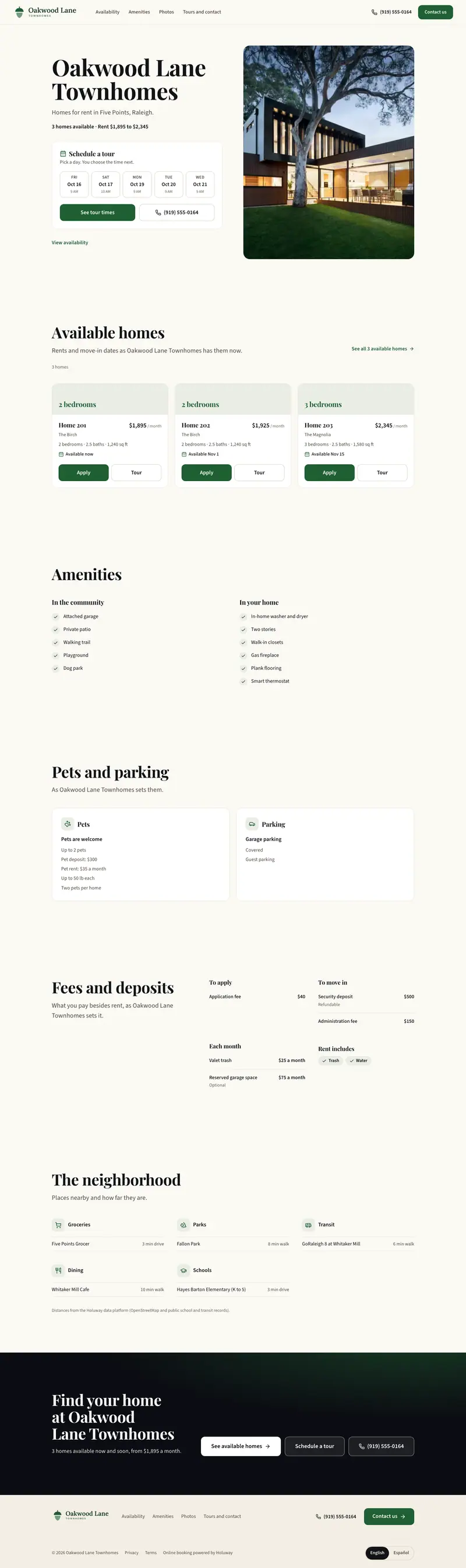 Warm Residential, a property websites template, drawn on a sample property by Holuway's site renderer.