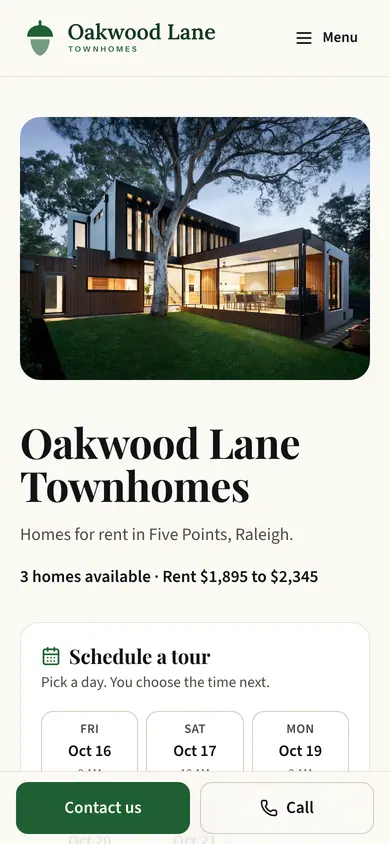Warm Residential on a phone, drawn on a sample property.